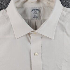 Brooks Brothers Point Cotton 17 34/35 Non-Iron Regent White Office Shirt Pocket